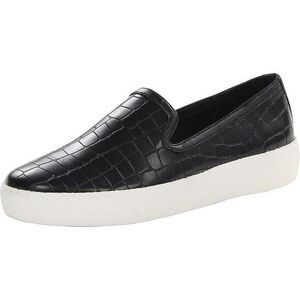 Sam Edelman Lacey Croc Slip On Sneakers Comfort Flat Leather‎ Round Toe Black 8M